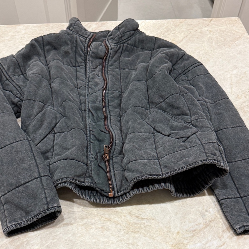 By Together Dark Gray Quilted Puffer Jacket